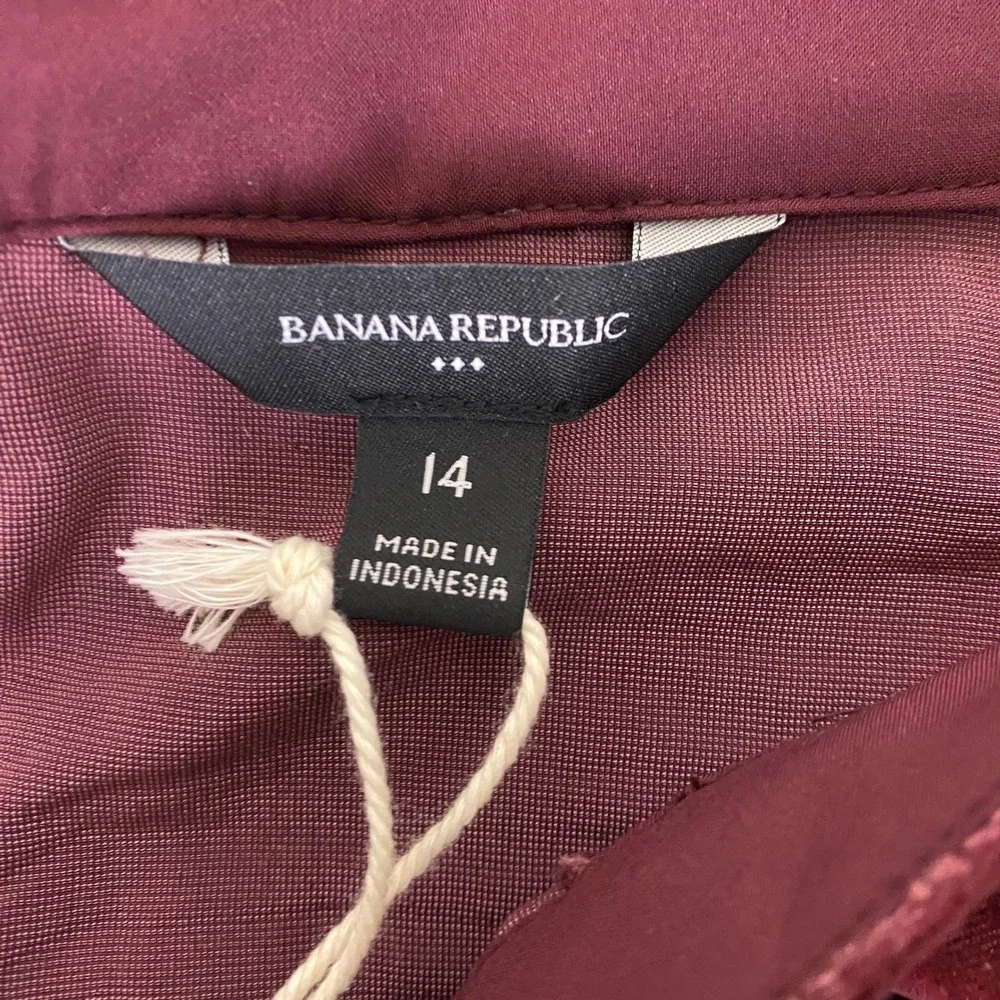 Banana Republic Velvet Mini Skirt Women's Size 14 Burgundy Red Fit Flare New NWT